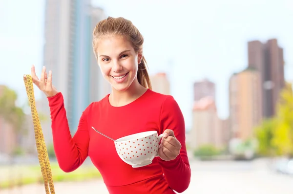 Unga coola kvinnan diet koncept — Stockfoto