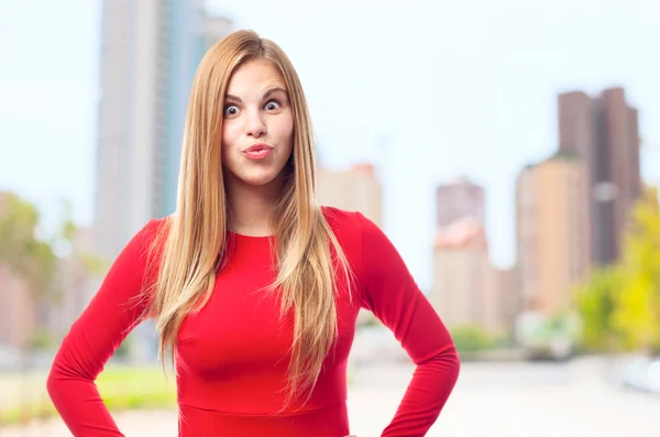 Young cool woman kissing — Stock Photo, Image