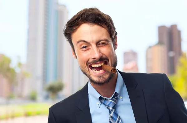 Young crazy businessman with a pure — Stock Photo, Image