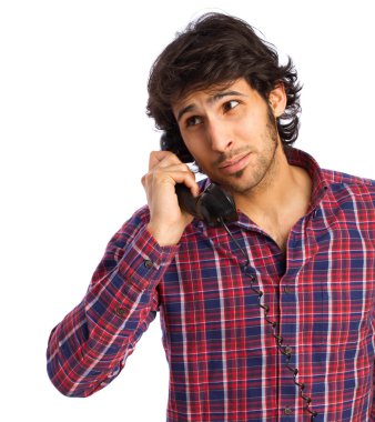 Hindu serin genç adam bir telefon ile