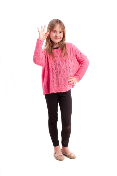 Young girl all right gesture — Stock Photo, Image