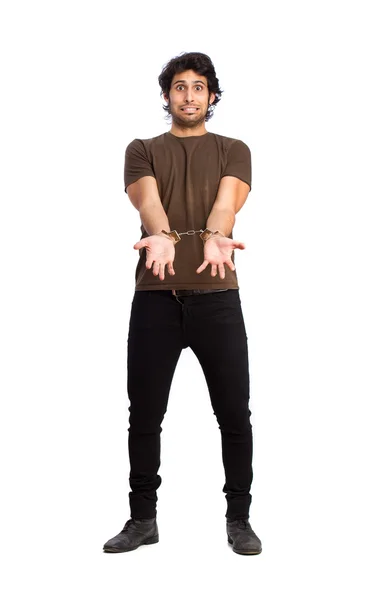 Handcuffed Hindu cool young man — Stock Photo, Image