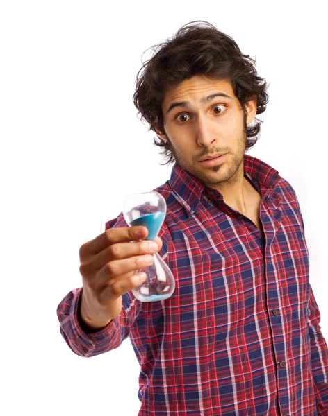 Hindu cool young man with an hourglas — Stock Photo, Image