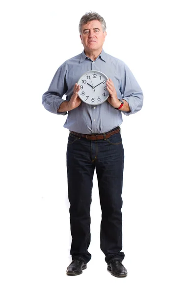 Hombre sosteniendo un reloj — Foto de Stock
