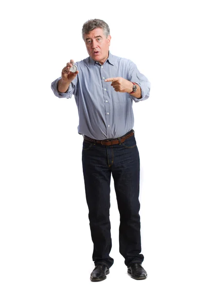 Worried man with a timer — Stock Photo, Image