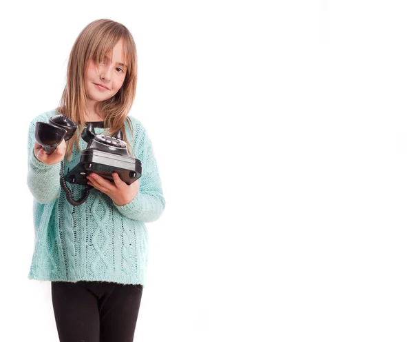 Giovane ragazza con un telefono — Foto Stock