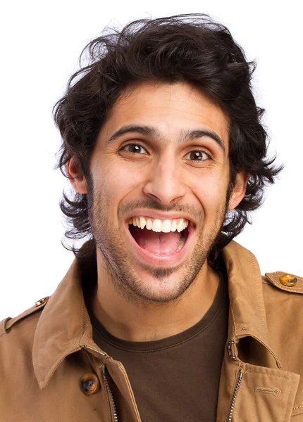 Ινδουιστικό δροσερό νεαρό άνδρα χαμογελώντας χειρονομία — Φωτογραφία Αρχείου