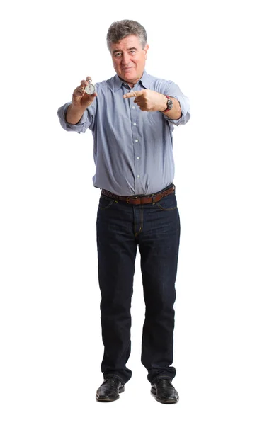 Adult man holding a timer — Stock Photo, Image