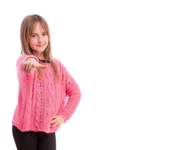 Young girl pointing — Stock Photo, Image