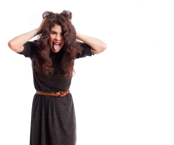 Depressed girl tearing her hair — Stock Photo, Image