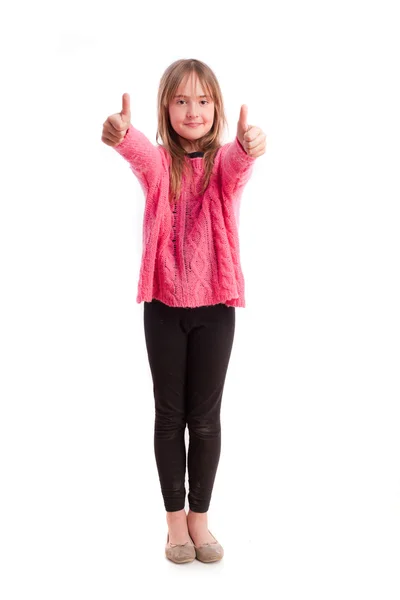 Young girl okay gesture — Stock Photo, Image