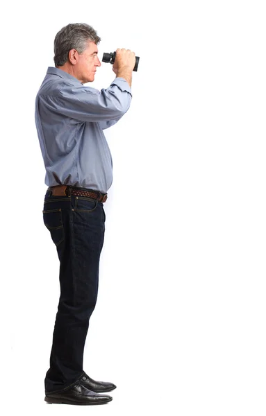 Man with a binoculars — Stock Photo, Image