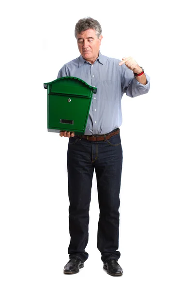 Man holding a postbox — Stock Photo, Image