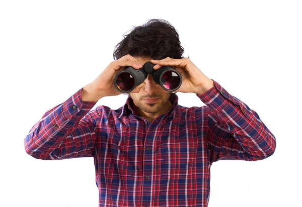 Hindu cool young man with a binoculars — Stock Photo, Image