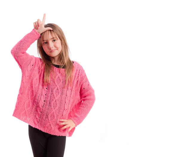 Young girl loser gesture — Stock Photo, Image