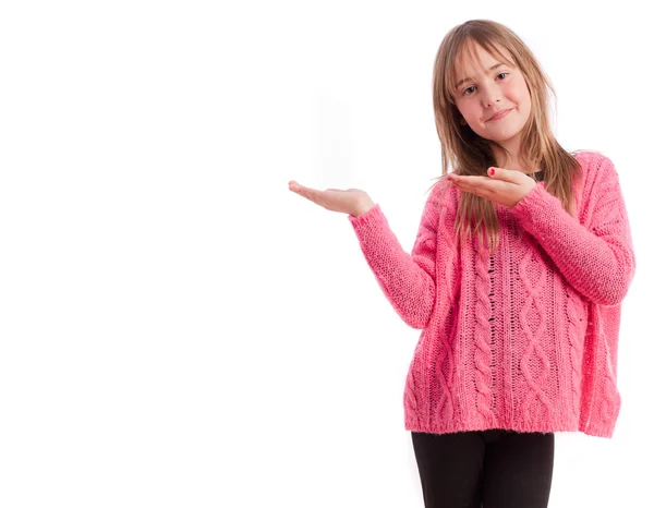 Young girl show gesture — Stock Photo, Image