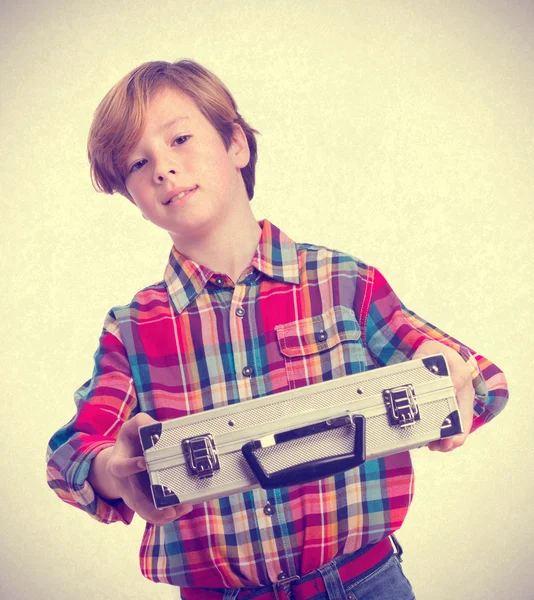 Proud child with a briefcase — Stock Photo, Image