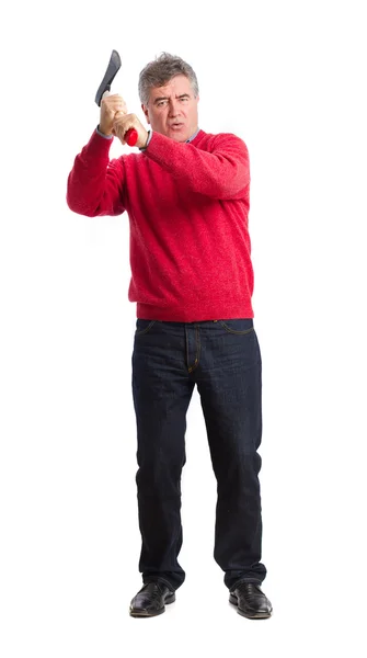 Hombre enojado con un hacha — Foto de Stock