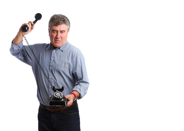 Homme en colère avec un téléphone — Photo