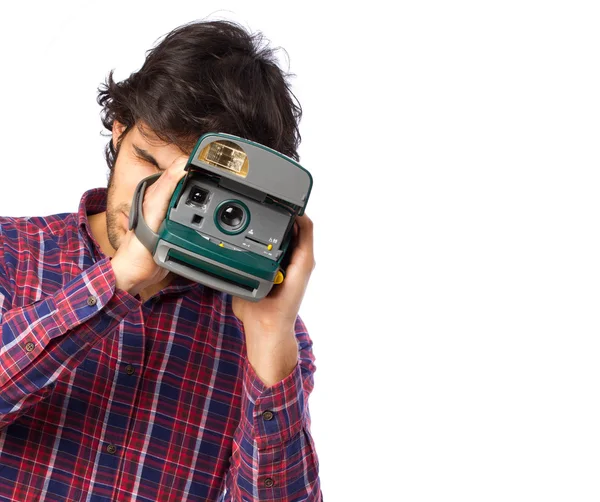 Hindu cool young man with a camera — Stock Photo, Image