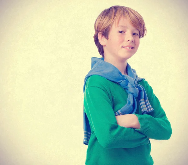 Arrogant child with arms crossed — Stock Photo, Image
