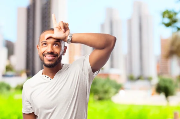 Joven fresco negro hombre perdedor signo —  Fotos de Stock