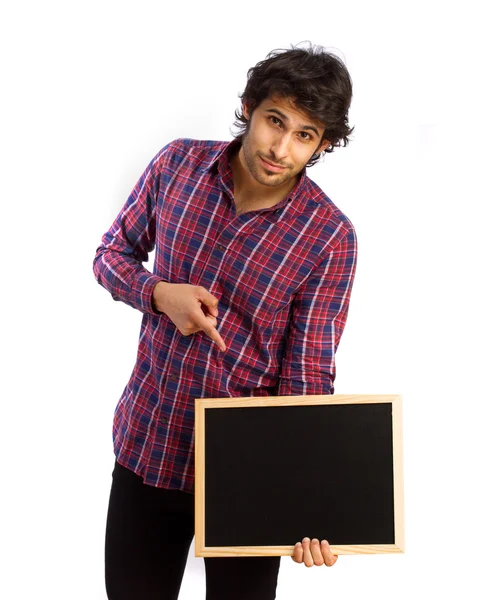 Hindu cool young man with a blackboard — Stock Photo, Image