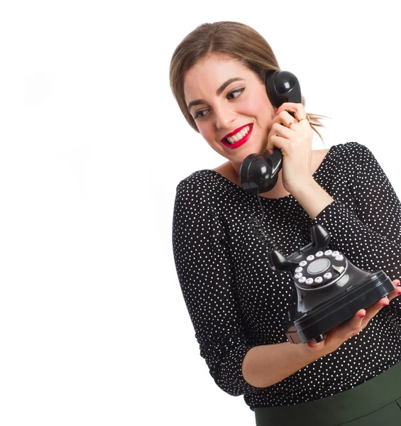 Girl with a telephone — Stock Photo, Image