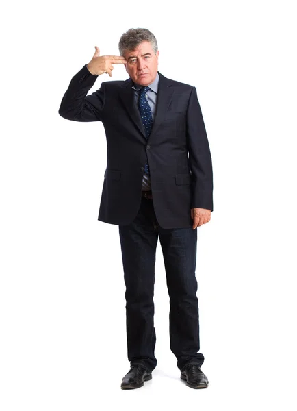 Businessman suicide gesture — Stock Photo, Image