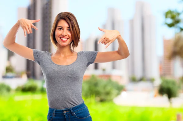 Young cool woman winner — Stock Photo, Image