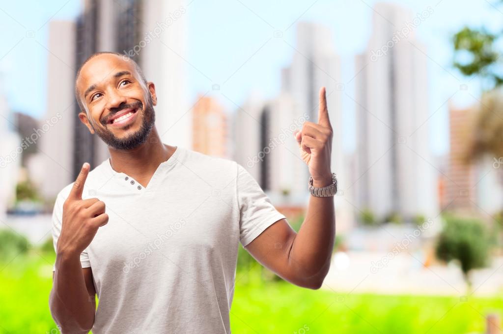 young cool black man win gesture