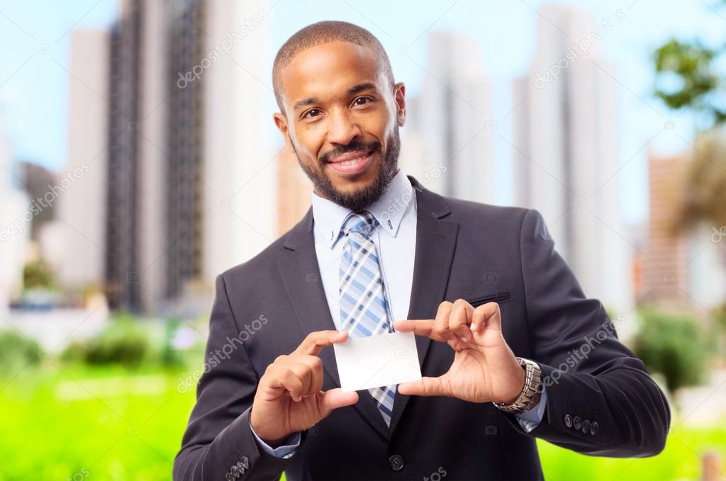 young cool black man with name card