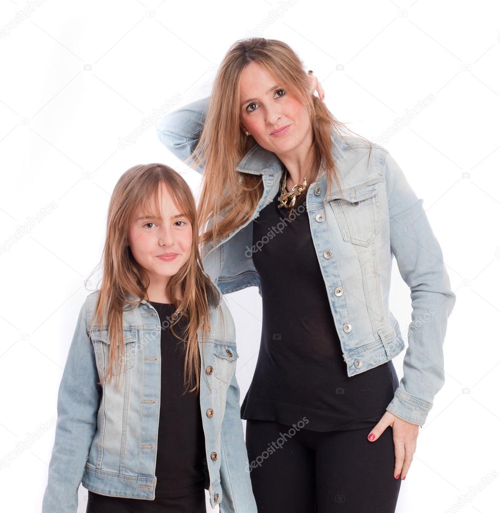 Mother and daughter posing