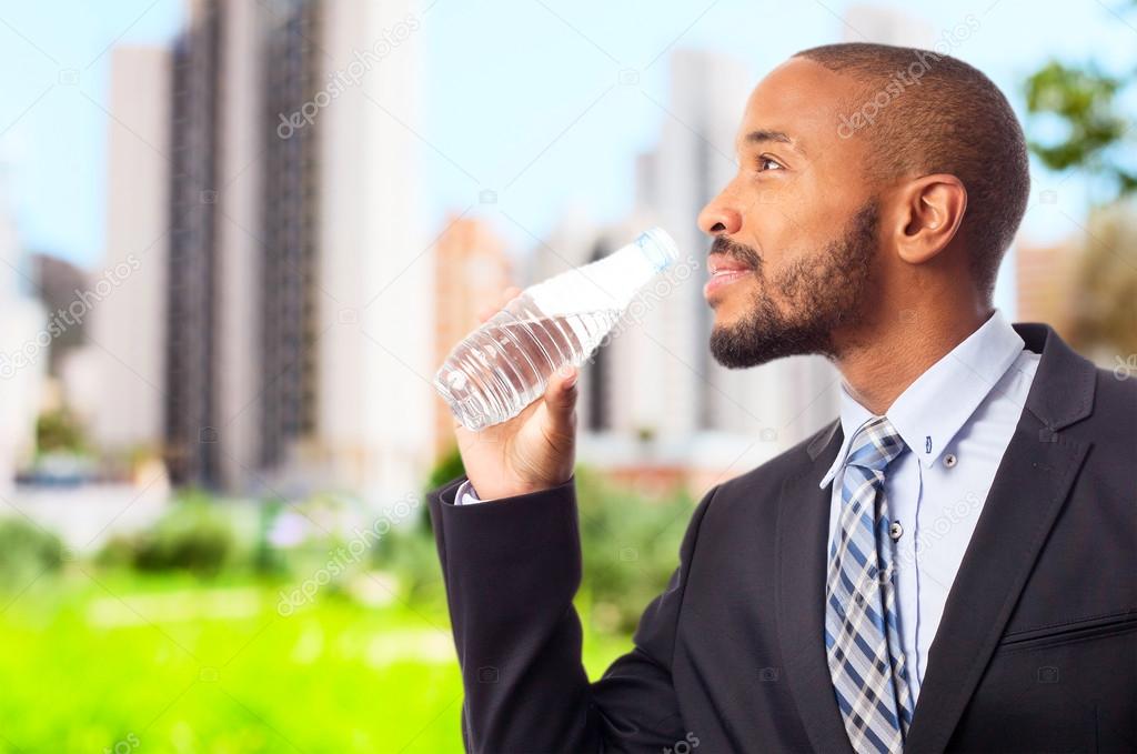 Young Cool Black Man Drinking Water Stock Photo C Kues 65702949