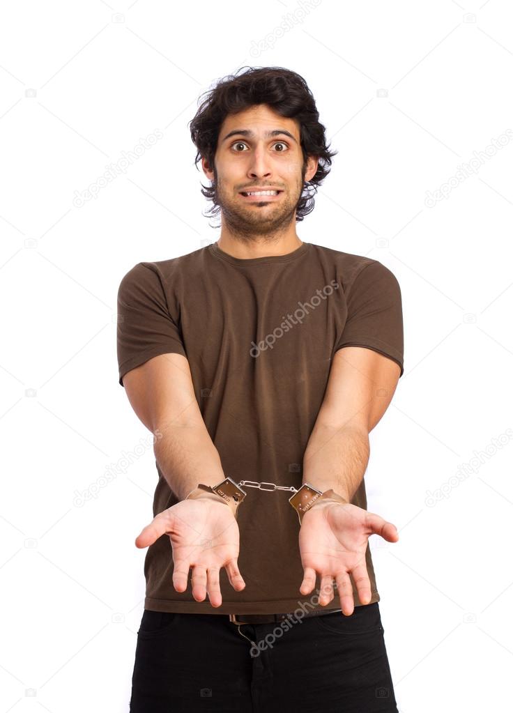 handcuffed Hindu cool young man 
