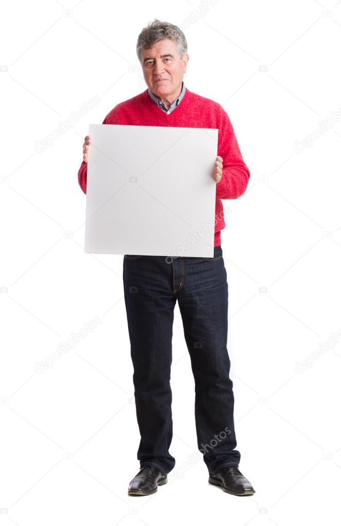 Man holding a name card