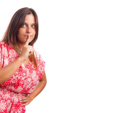 Genç kız sessizlik jest