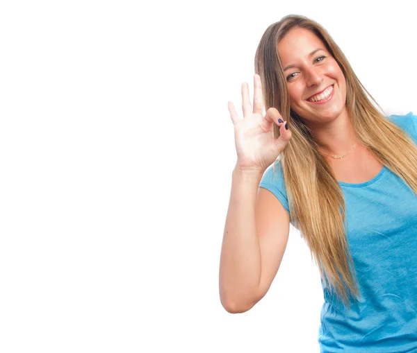 Funny girl okay gesture — Stock Photo, Image