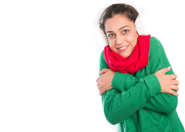 Menina feliz no frio — Fotografia de Stock