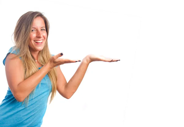 Zufriedene Mädchen zeigen Geste — Stockfoto