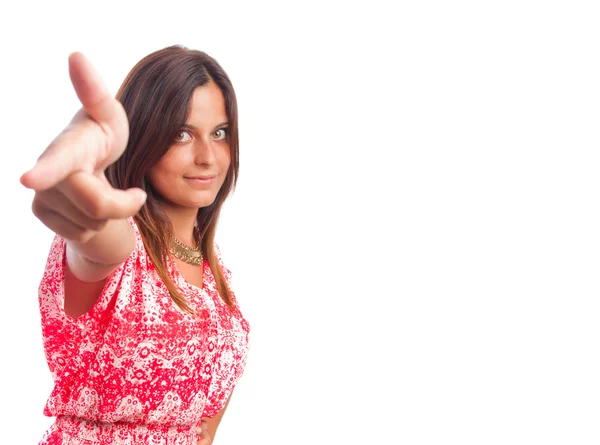 Chica joven señalando — Foto de Stock