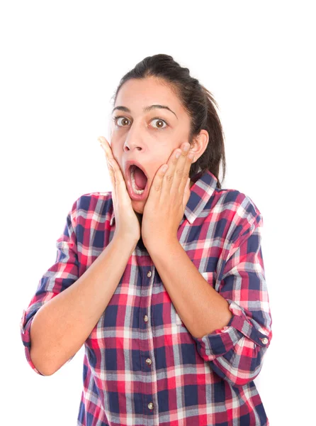 Surprised girl shouting — Stock Photo, Image