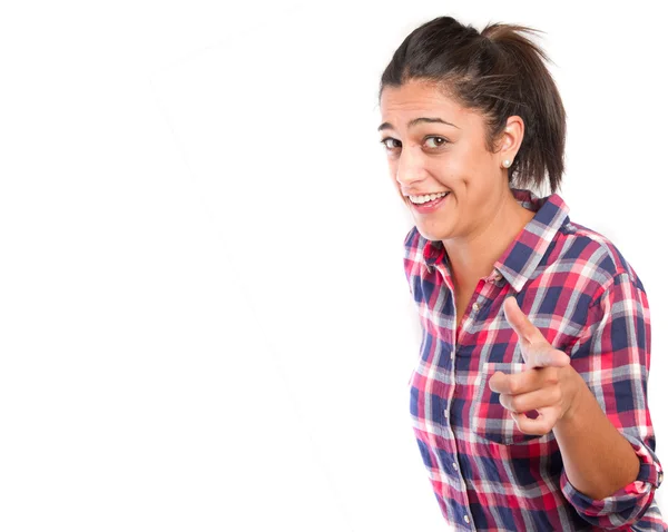 Proud girl pointing — Stock Photo, Image