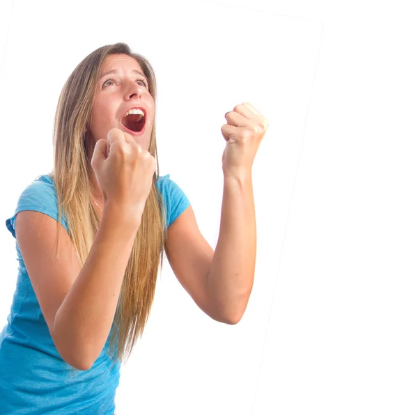 Chica joven celebrando — Foto de Stock