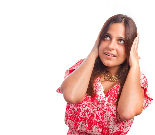 Chica cubriendo sus oídos — Foto de Stock