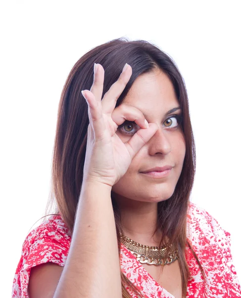 Young girl closeup gesture — Stock Photo, Image