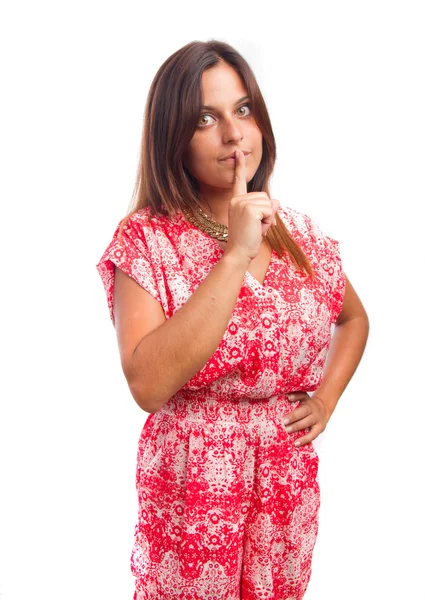 Angry girl silence gesture — Stock Photo, Image