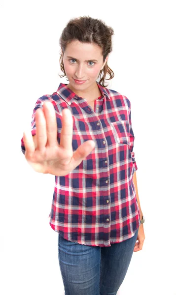 Young girl prohibition gesture — Stock Photo, Image