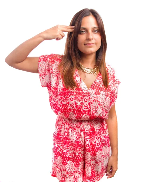 Girl suicide gesture — Stock Photo, Image