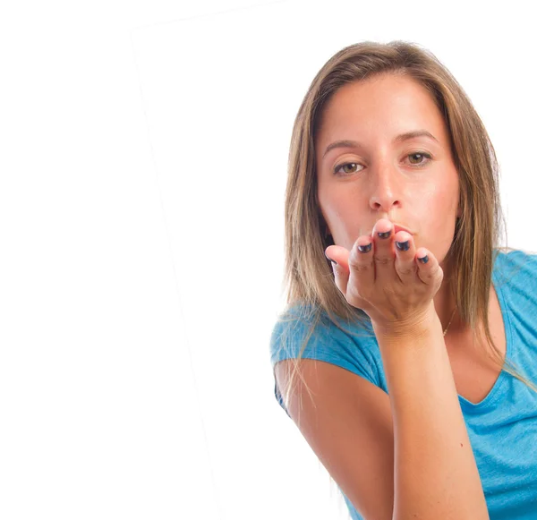 Girl sending a kiss — Stock Photo, Image